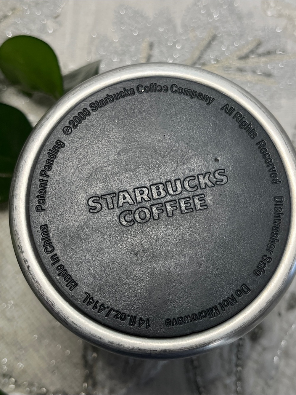 Starbucks White Ceramic Travel Mug with Black Rim and Stainless Base - Picture 6 of 7